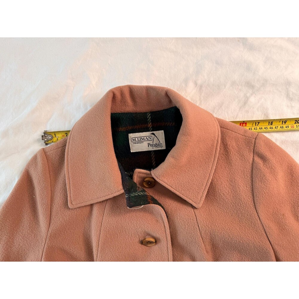 Vintage Camel Wool Coat 70s 80s Jacket Plaid Lined Winter Coat Women’s S-M - Picture 12 of 12
